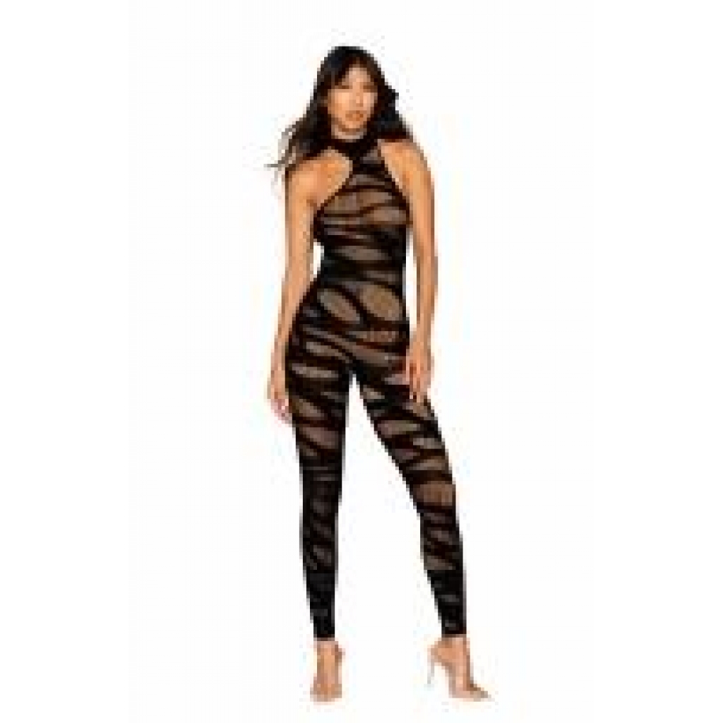 Asymmetrical Bodystocking - Alluring Black Opaque Design