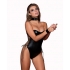 Halter Lace Teddy with Plunging Neckline - Black One Size Fits Most