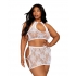 Seamless Lace Bralette & Mini Skirt Set - Elegant White Set for Curvy Figures