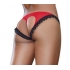 Stretch Mesh Spandex Lace Open Back Panty - Large Red Black