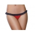 Stretch Mesh Spandex Lace Open Back Panty - Large Red Black