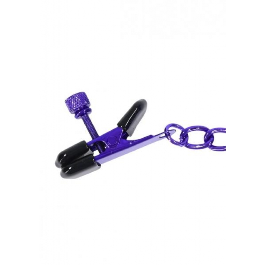 Merci Chained Up Nipple Clamps - Violet Purple