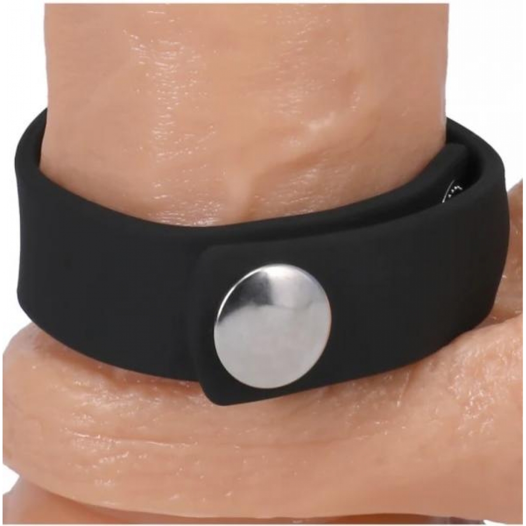 Rock Solid Silicone 3 Snap Cock Ring - Black