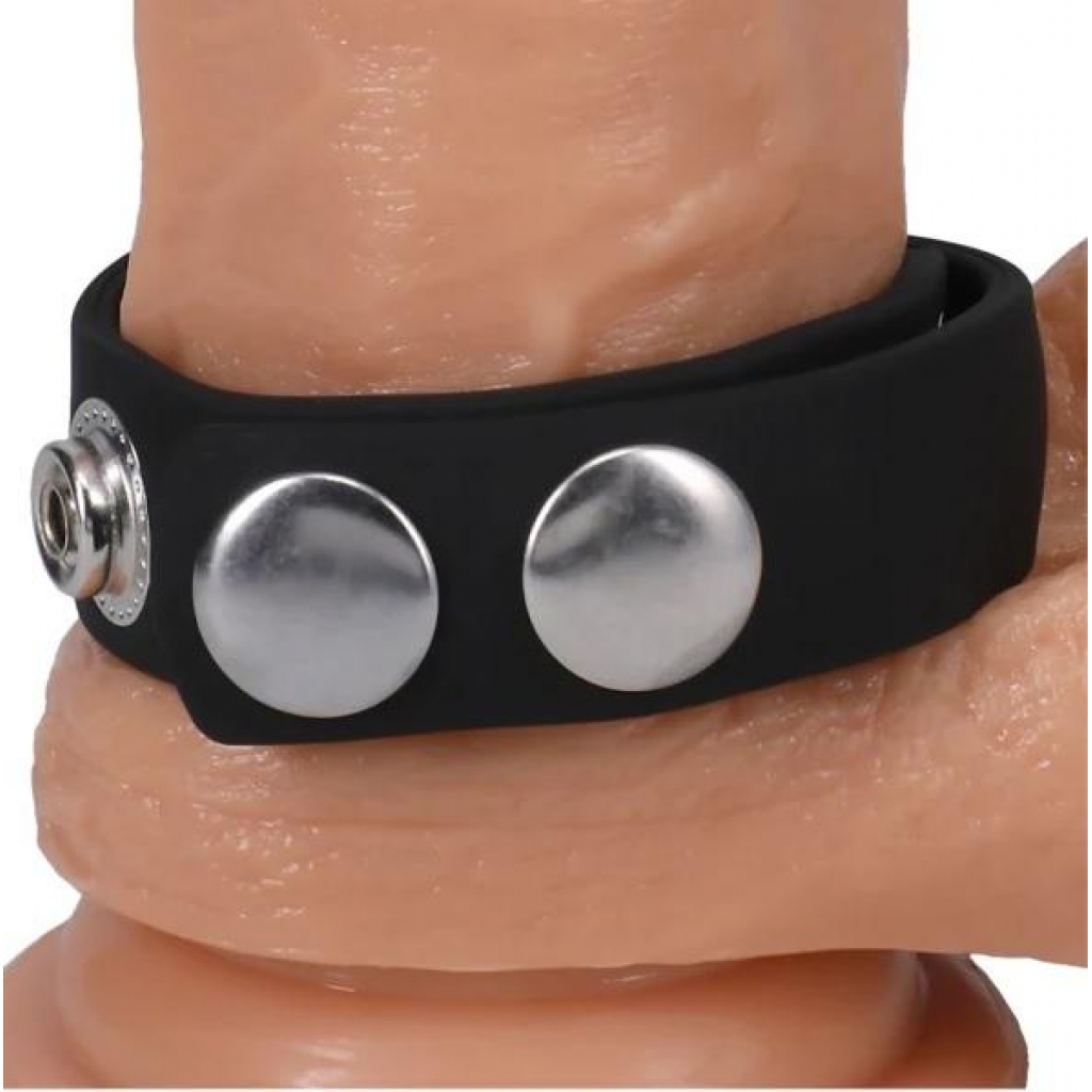 Rock Solid Silicone 5 Snap Cock Ring - Translucent Black