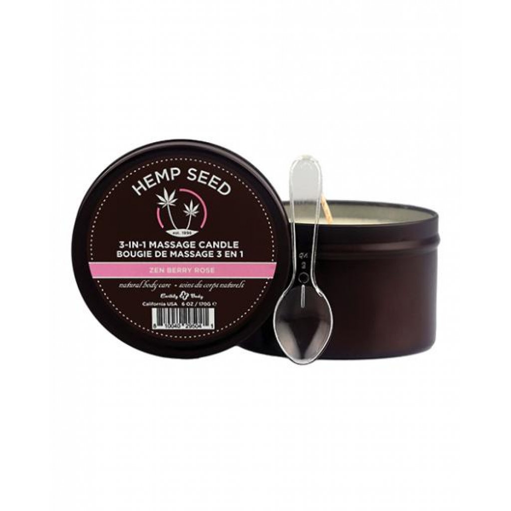 Kama Sutra: Hemp Seed 3-in-1 Candle Zen Berry Rose - 6oz