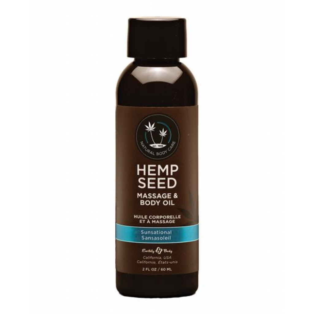 Hemp Seed Massage Oil Sunsational - Refreshing Beach Fragrance - 2 Oz