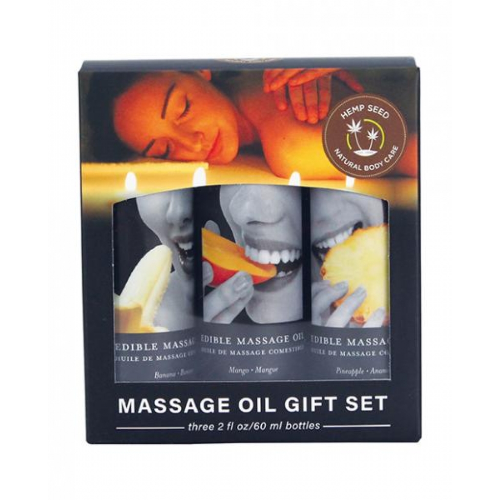 Edible Oil Massage Gift Set - Tropical - 3 Bottles (2oz each)