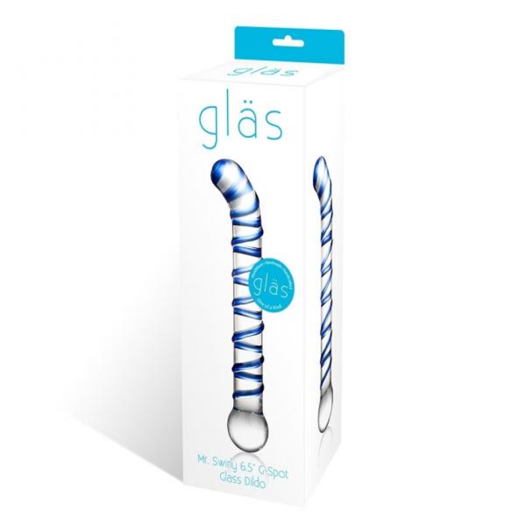 Mr. Swirly G-Spot Glass Dildo - Clear Blue