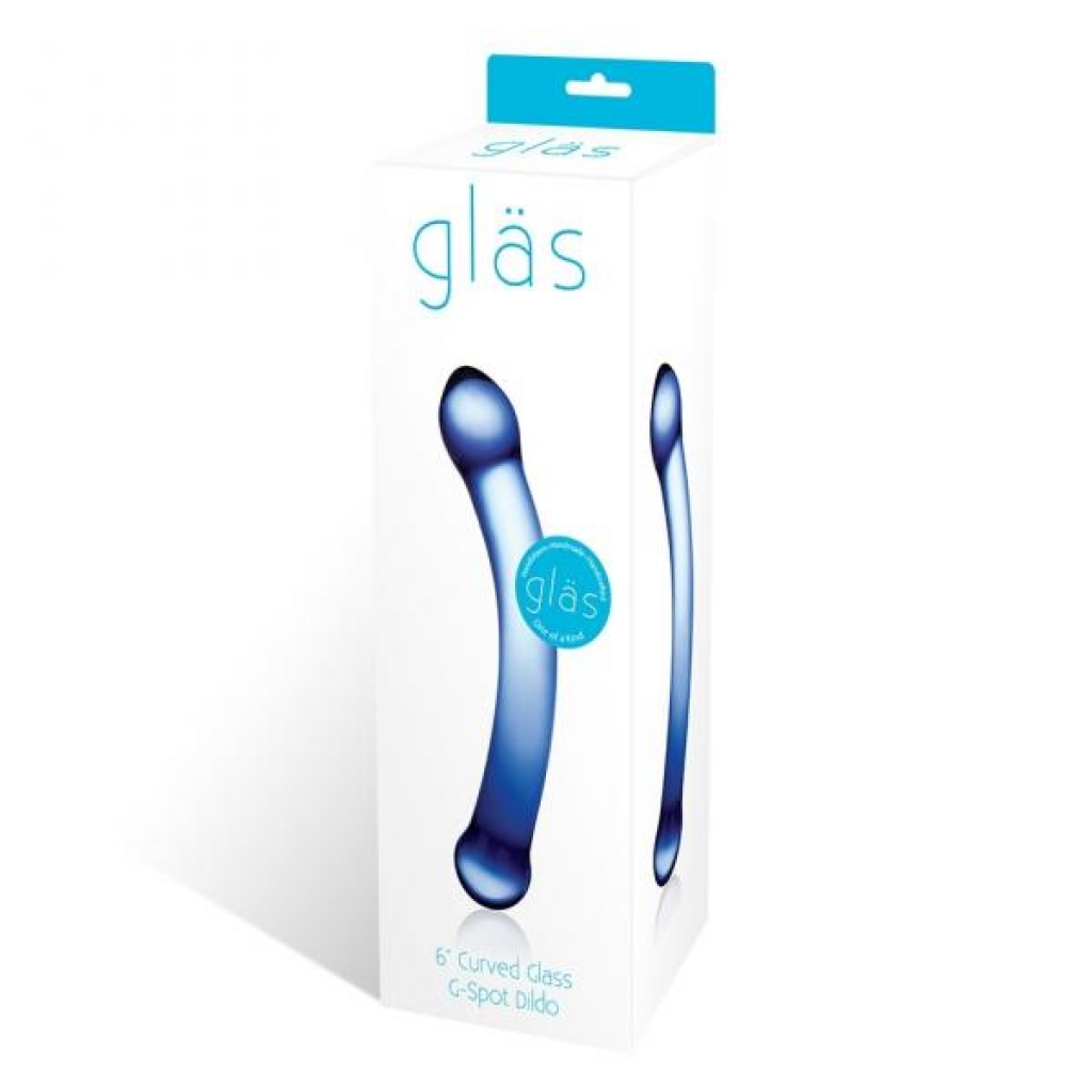 Glas - 6 inches Curved Glass G-Spot Dildo - Blue