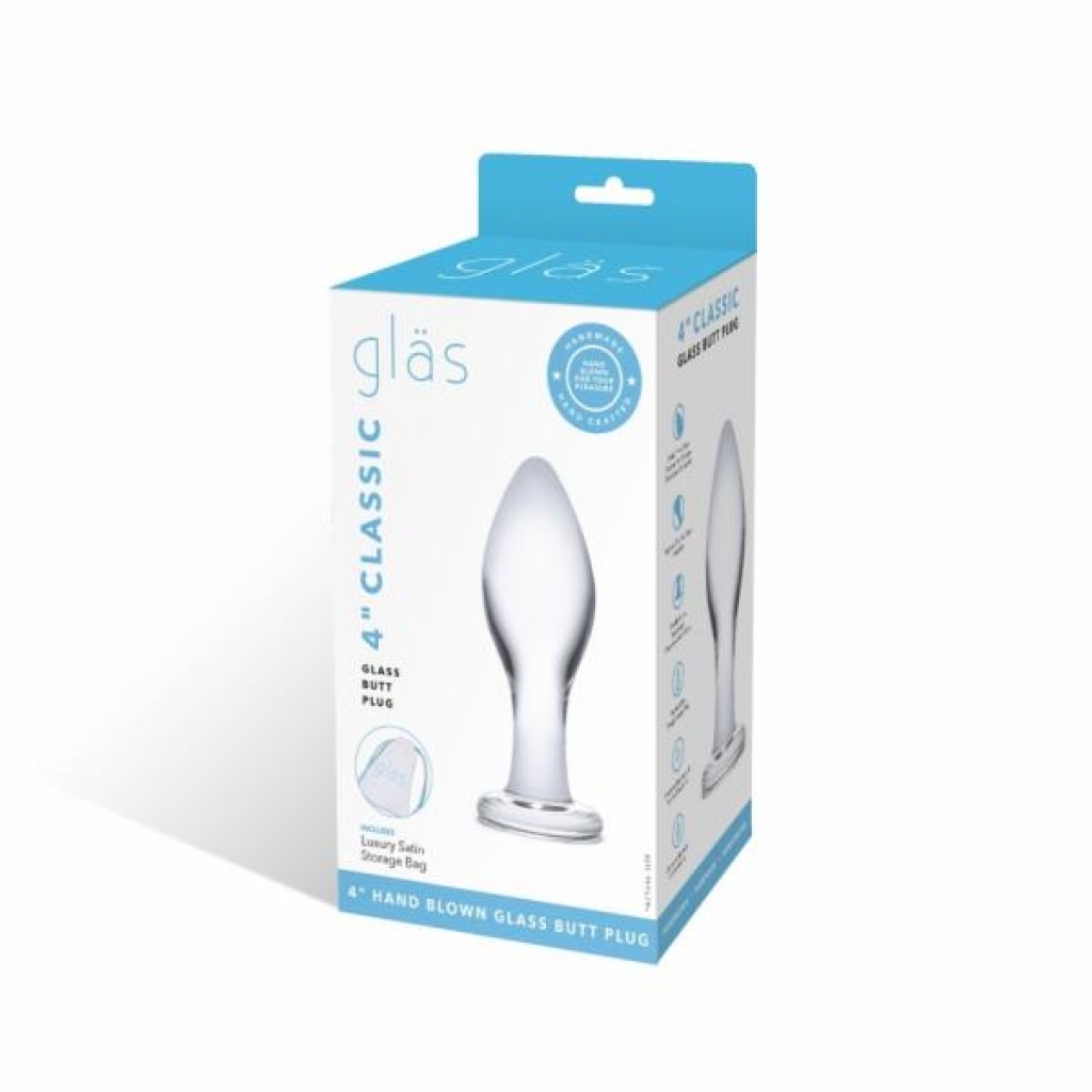 4 In Classic Glass Butt Plug - Clear