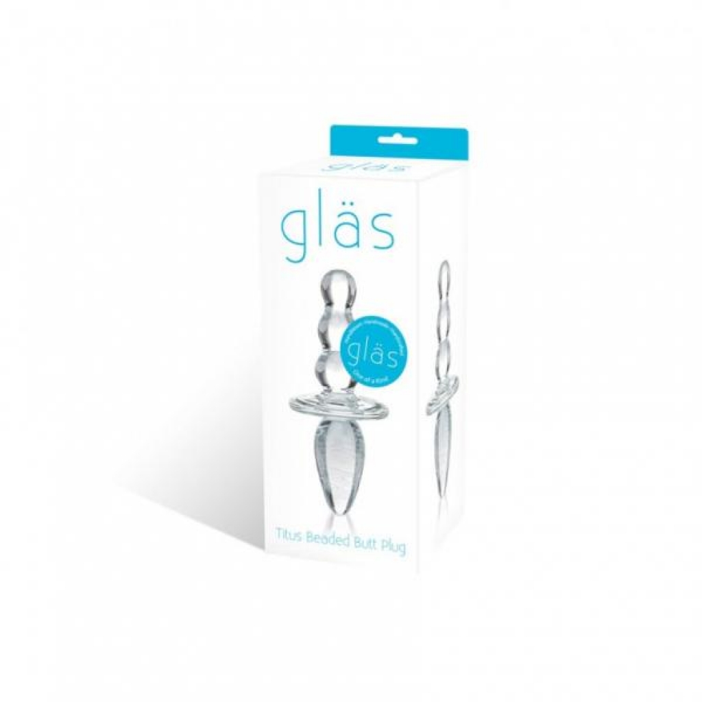 Glas Titus Beaded Glass Butt Plug - Clear