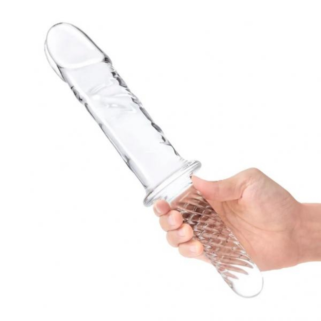 Glas 11-Inch Girthy Double-Ended Cock with Handle - Clear