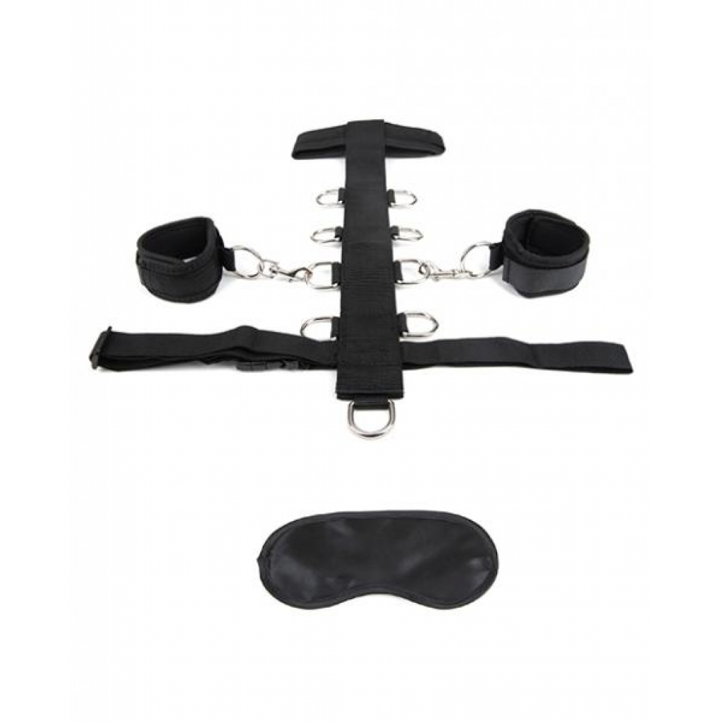 Lux Fetish Adjustable Neck & Wrist Restraint Set - Black