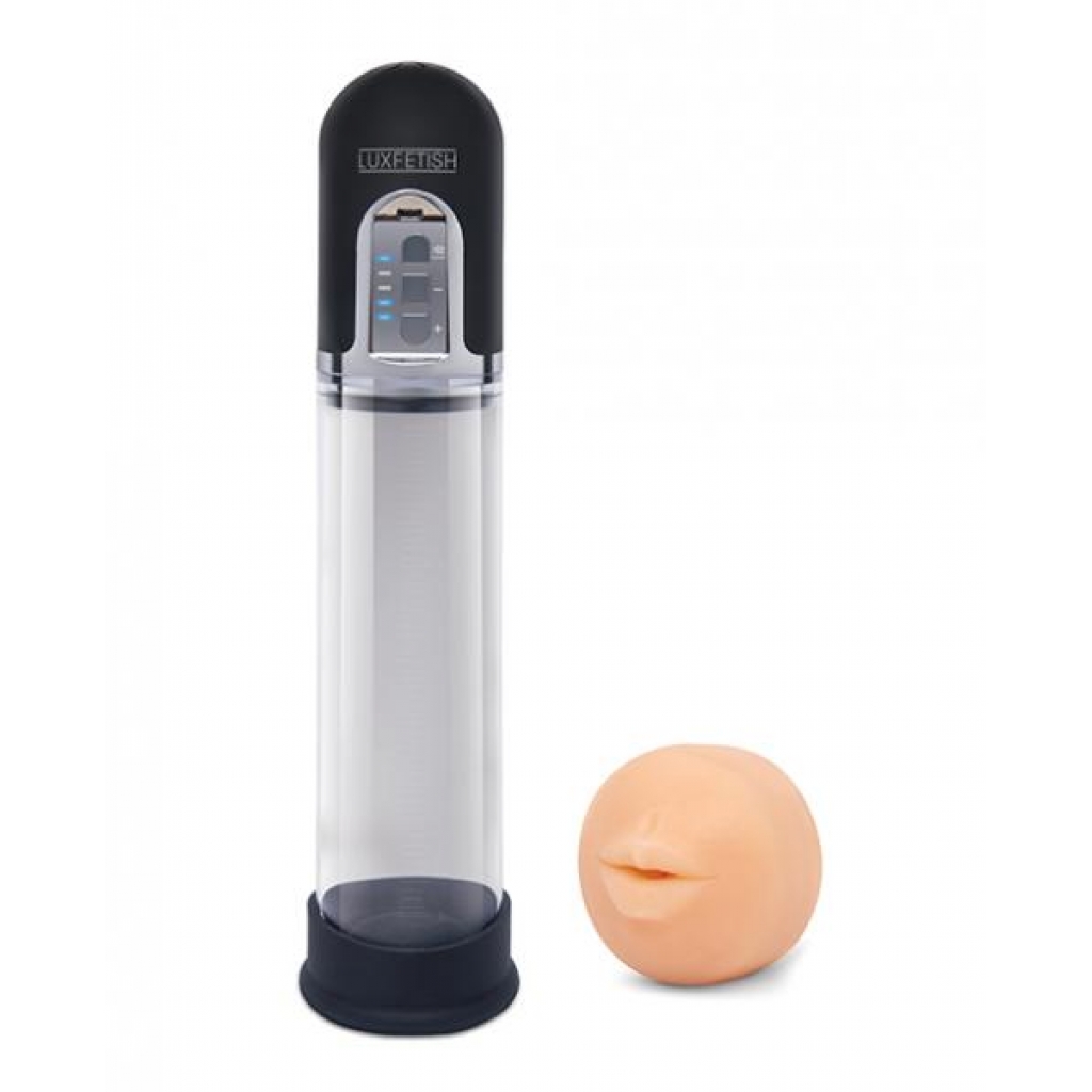 Lux Fetish 2-in-1 Blowjob Auto Sucker & Penis Enlarger Pump - Clear