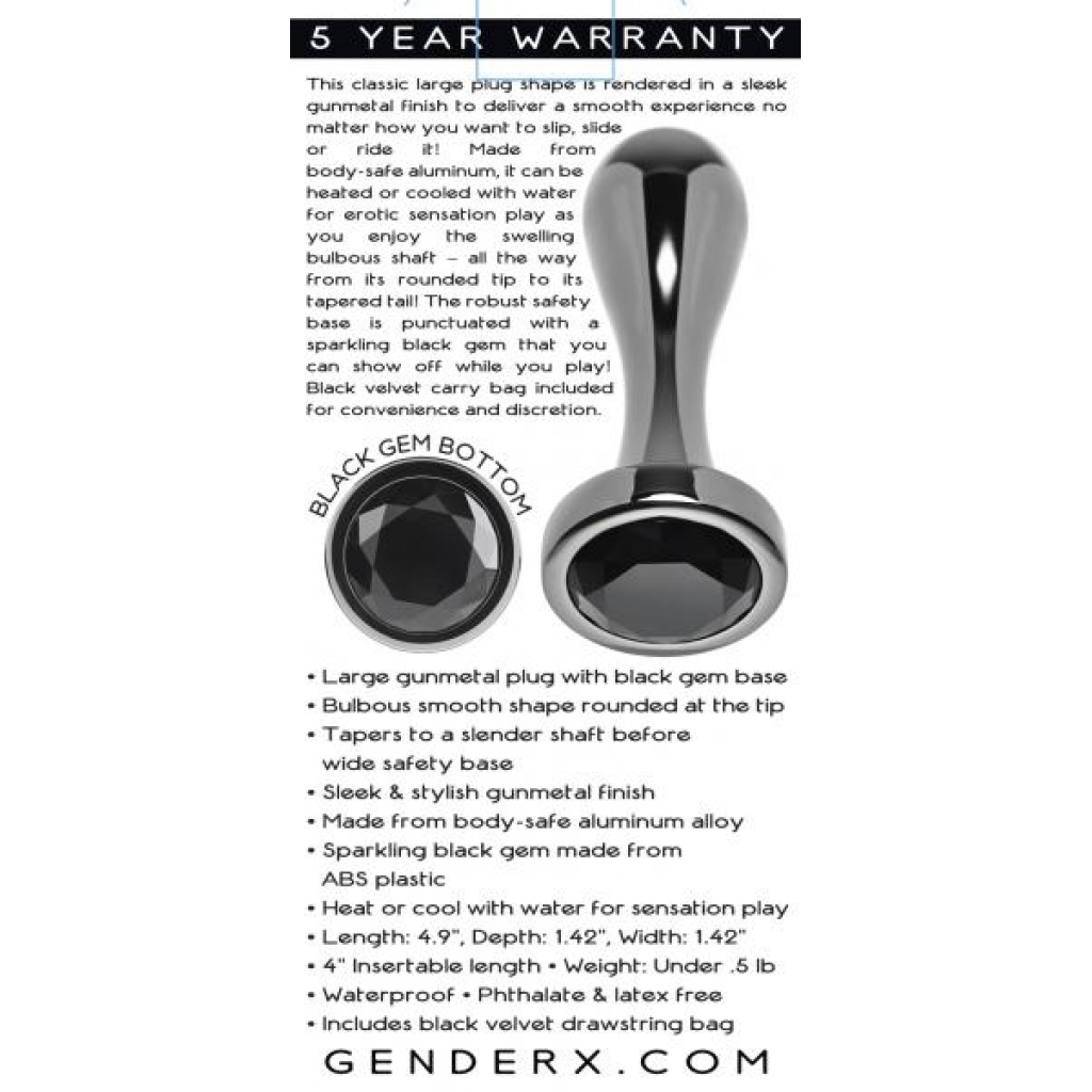 Gender X Black Pearl Silver Butt Plug - Large