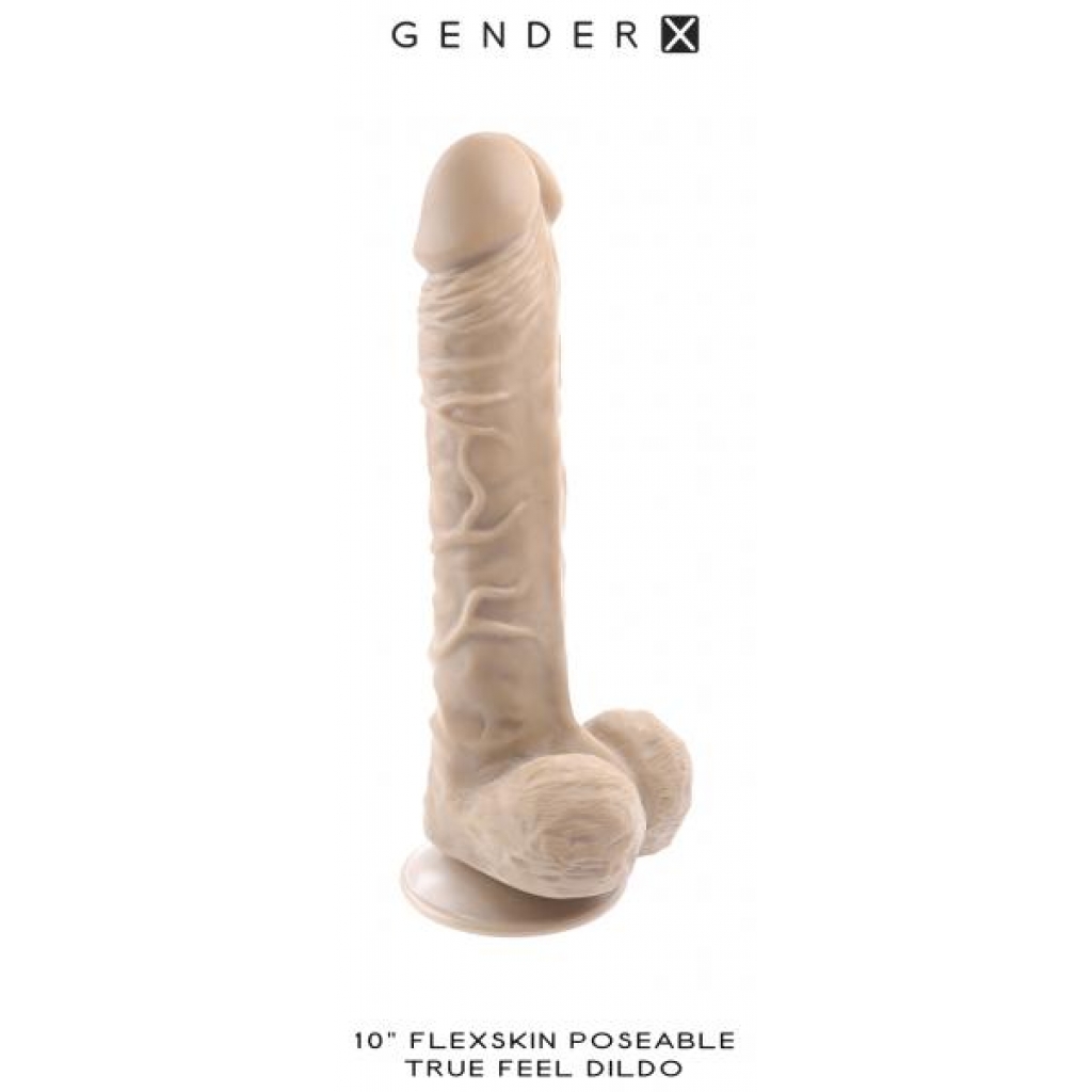 10-Inch Poseable Flexskin Dildo - True Feel - Light Beige