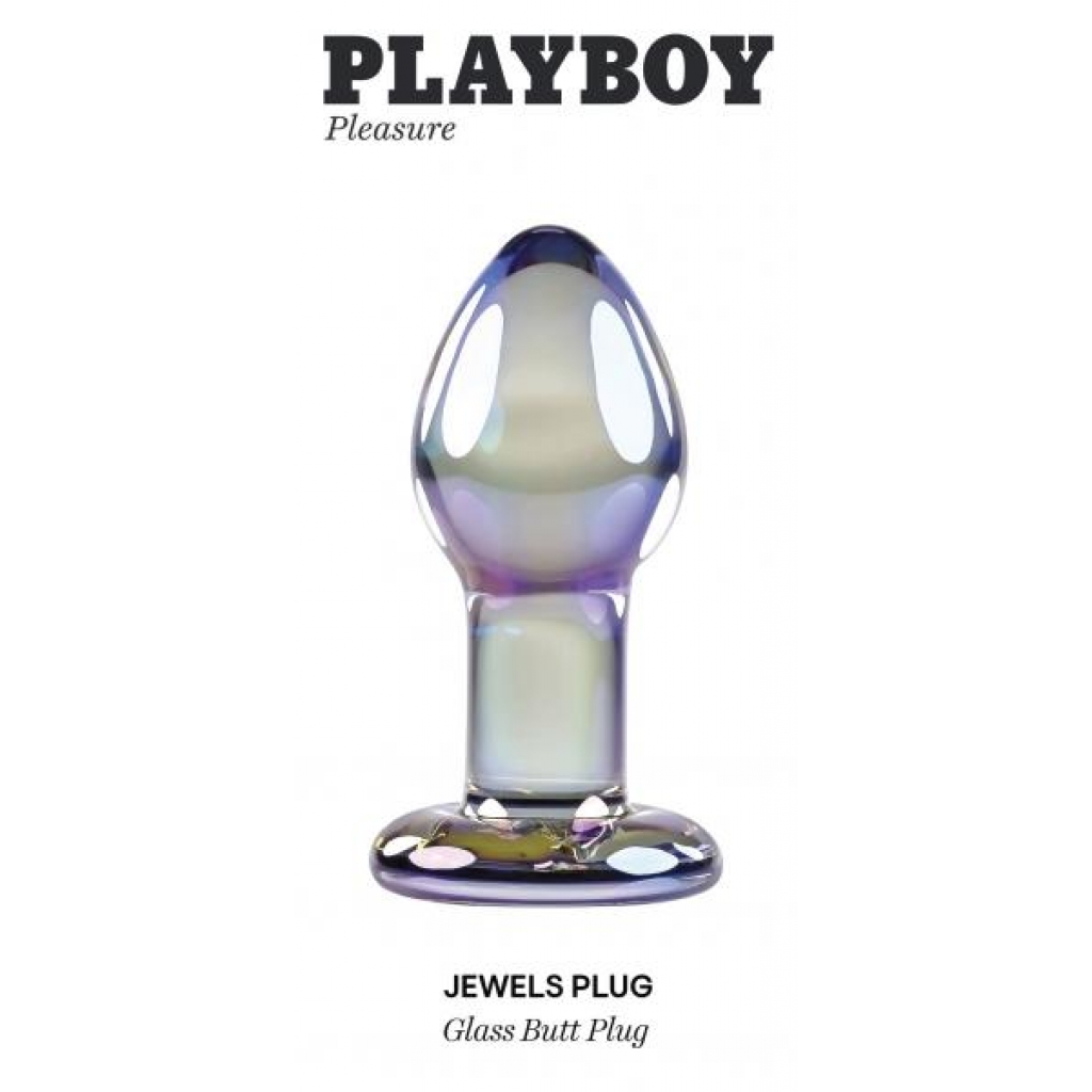 Playboy Jewels Glass Butt Plug - Purple