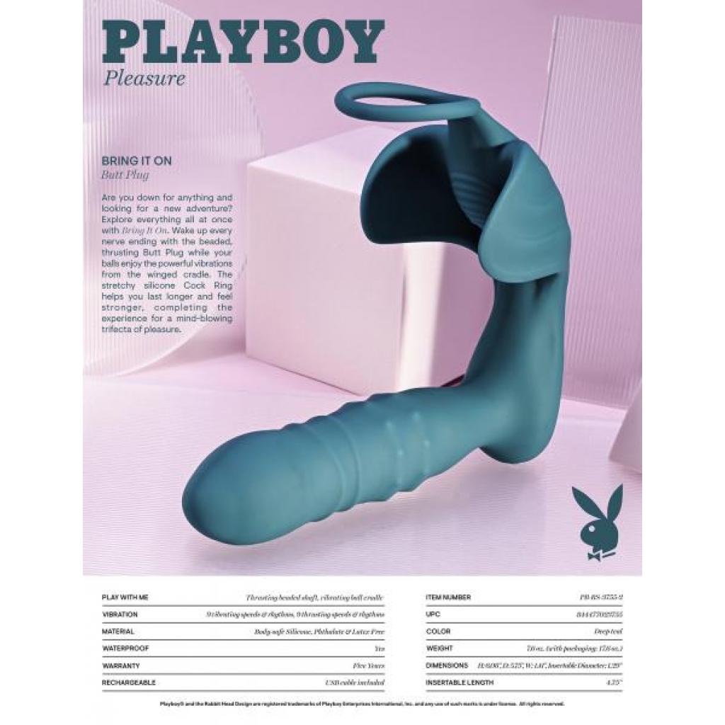 Playboy Bring It On Butt Plug in Deep Teal - For Adventurous Nights