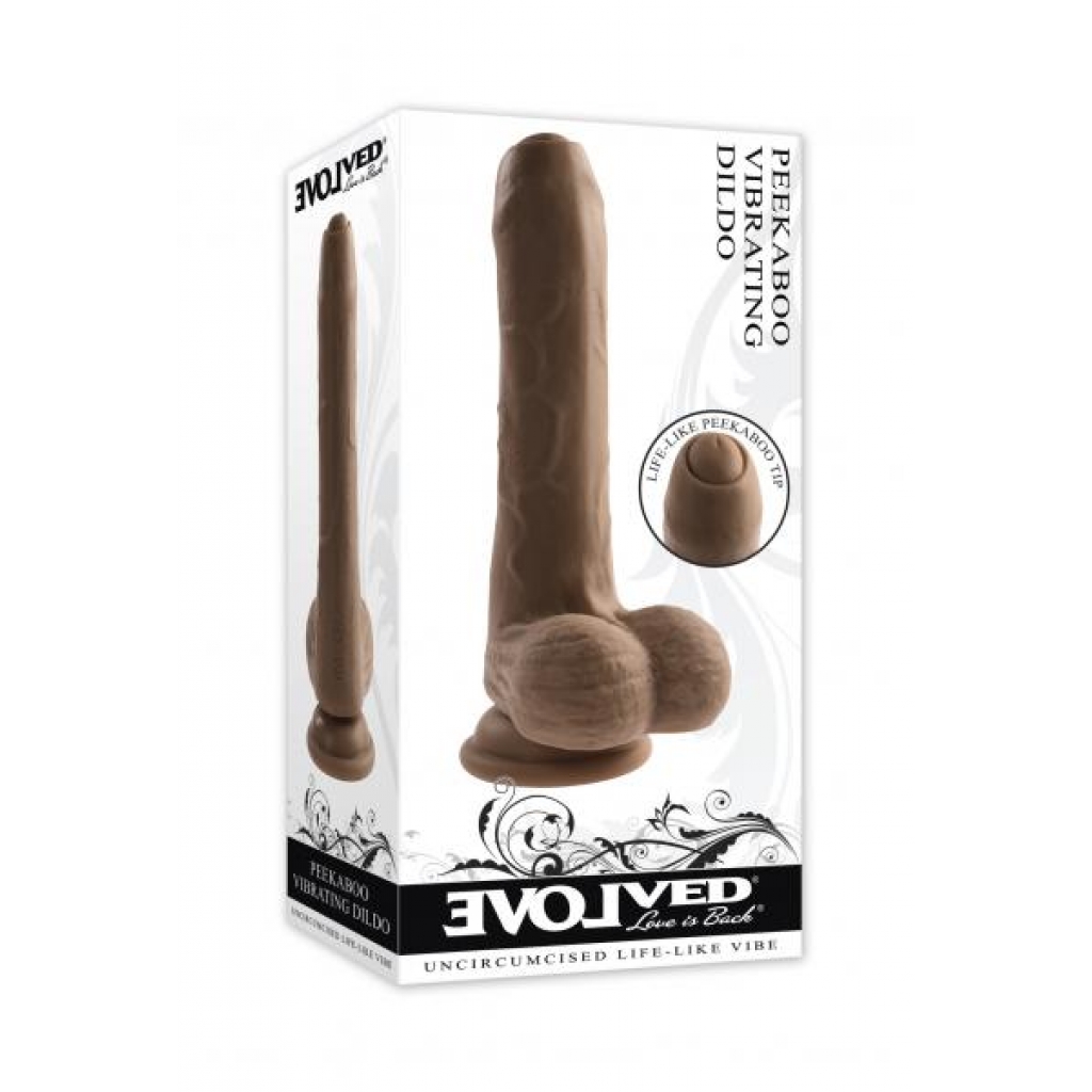 Evolved Peek A Boo Vibrating Dildo - Dark Brown