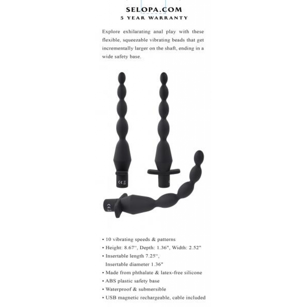 Selopa Vibrating Butt Beads in Black