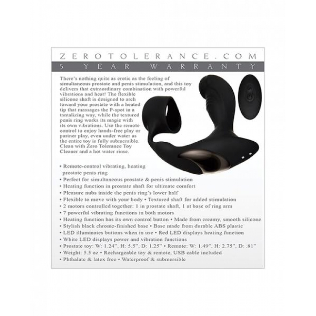 Zero Tolerance Heating & Vibrating Prostate Massager - Black