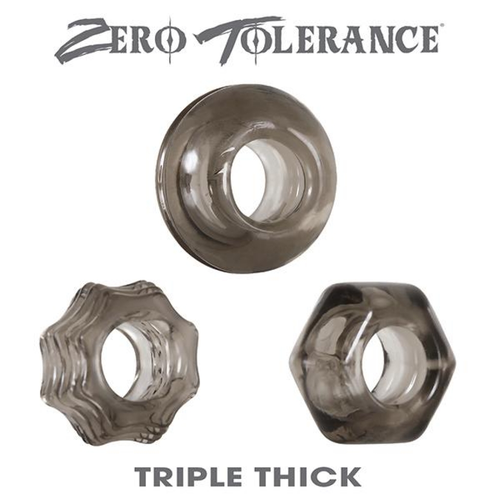 Triple Thick Cock Ring Trio: Enhanced Performance and Pleasure - Smoke