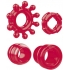 Enhanced Pleasure: The Ring The Alarm Red Cock Ring Set - 4 Pack