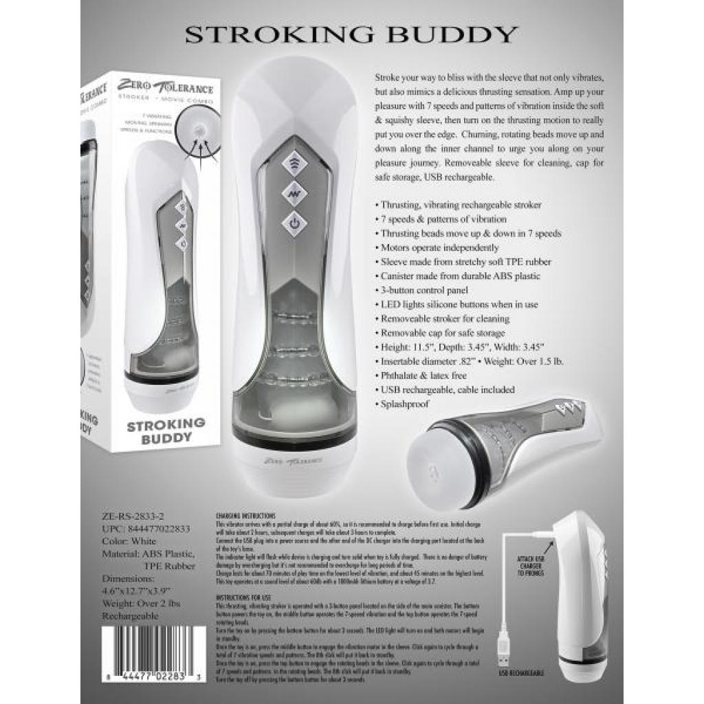 Zero Tolerance Stroking Buddy - White