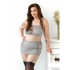 Layne Bralette, Gartered Skirt & G-String - Gray (1X/2X)