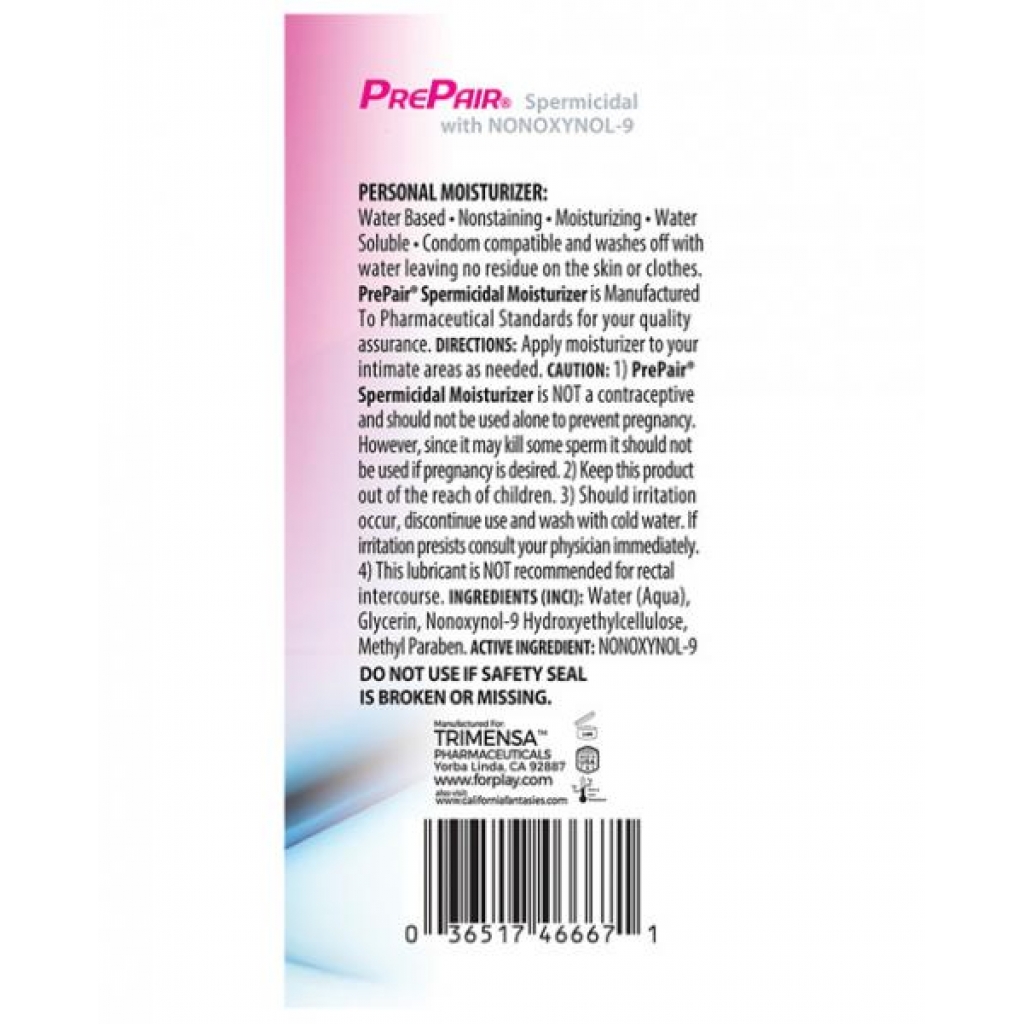 Prepair Spermicidal Lubricant - 4.5oz