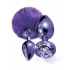 Nixie Metal Butt Plug Set Pom Pom & Jewel Purple Metallic