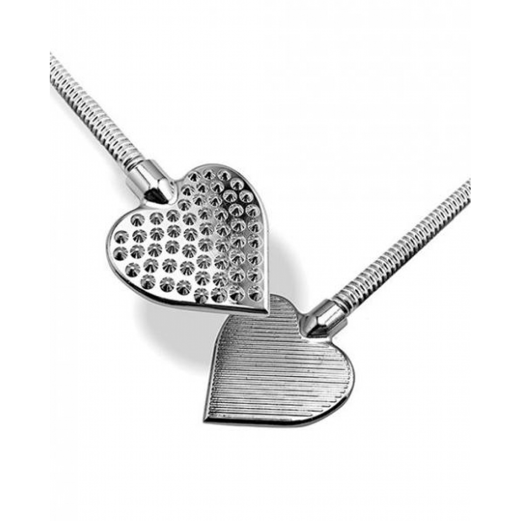 Nixie Stainless Steel Riding Crop Heart - Silver