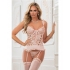 3-Piece Lace Up Garter Corset Set - Pink Champagne