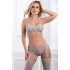 3pc Front Zipper Bralette Cheekini Set - Gray Lilac - One Size Fits Most