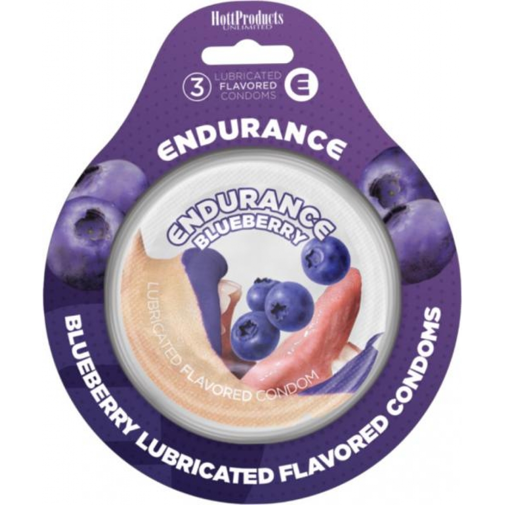 Blueberry-Flavored Endurance Condoms (3-Pack) - Sweet Enjoyment