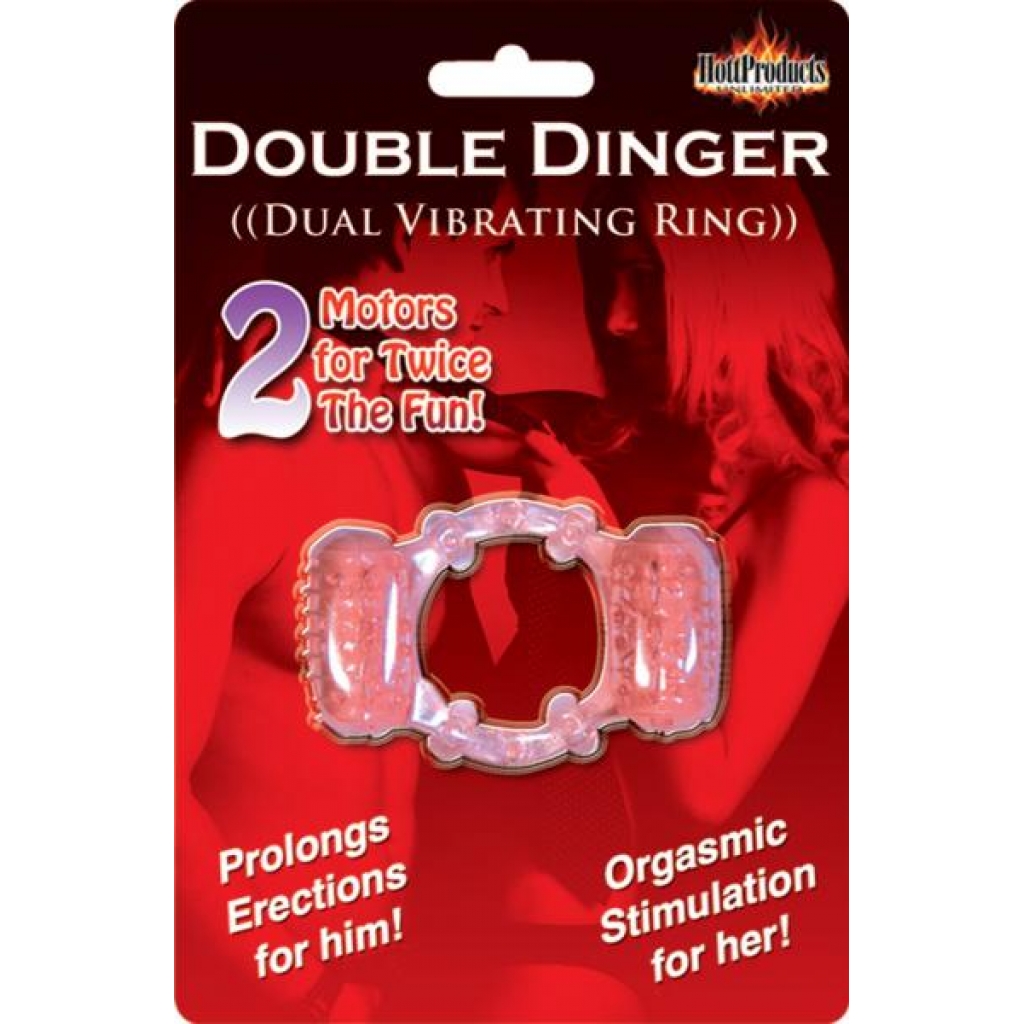 Humm Dinger Double Dinger - Dual Vibrating Cock Ring in Magenta Pink