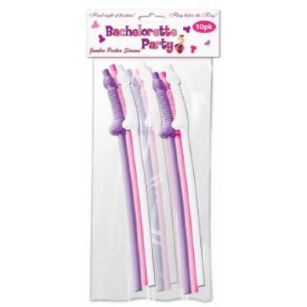 Bachelorette Party Flexy Super Straws - 10 Pack Assorted