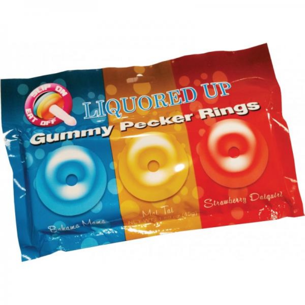 Liquored Up Pecker Gummy Rings 3 Pack - One Size Fits Most