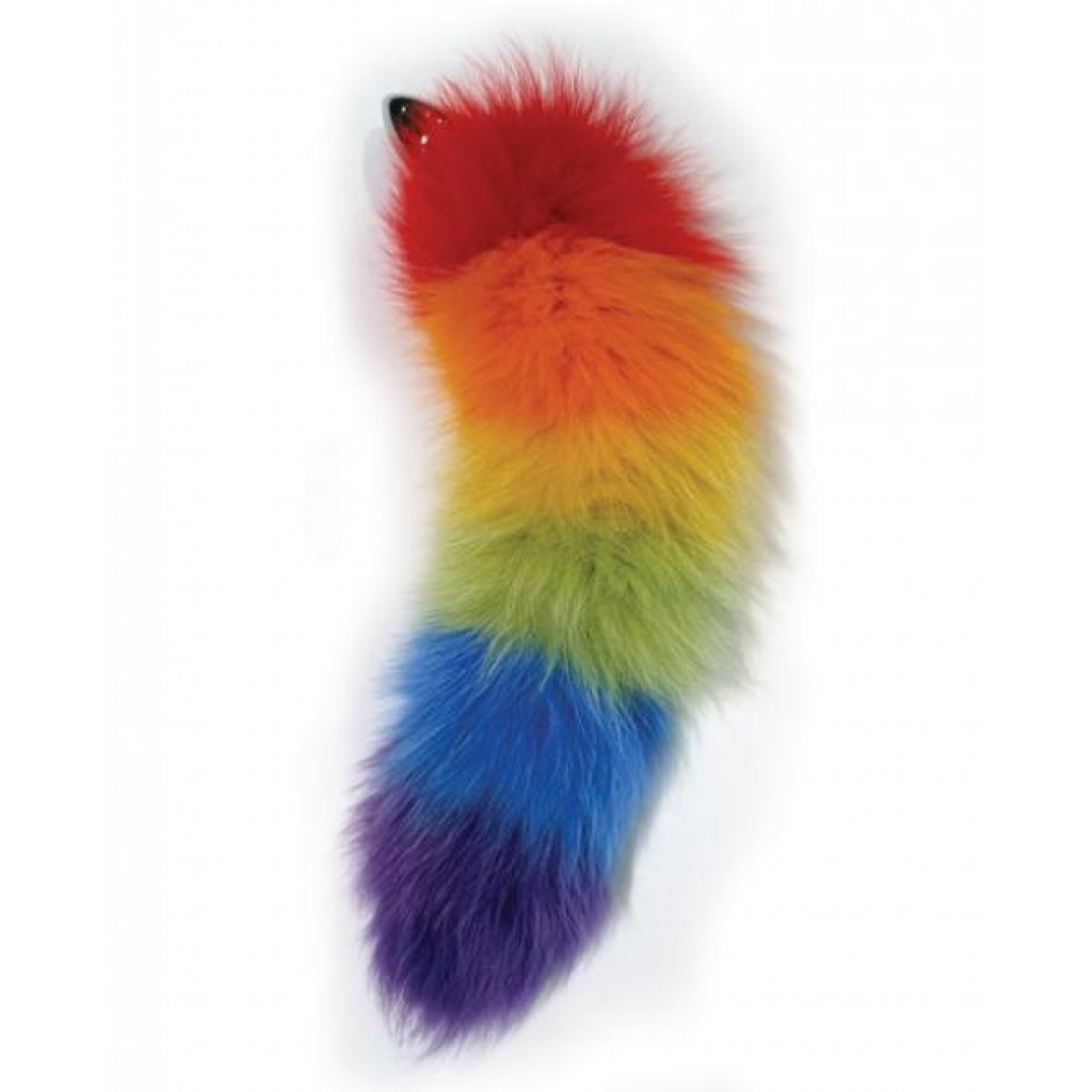 Rainbow Foxy Tail with Stainless Steel Butt Plug - Multi-Color