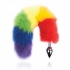 Rainbow Foxy Tail with Stainless Steel Butt Plug - Multi-Color