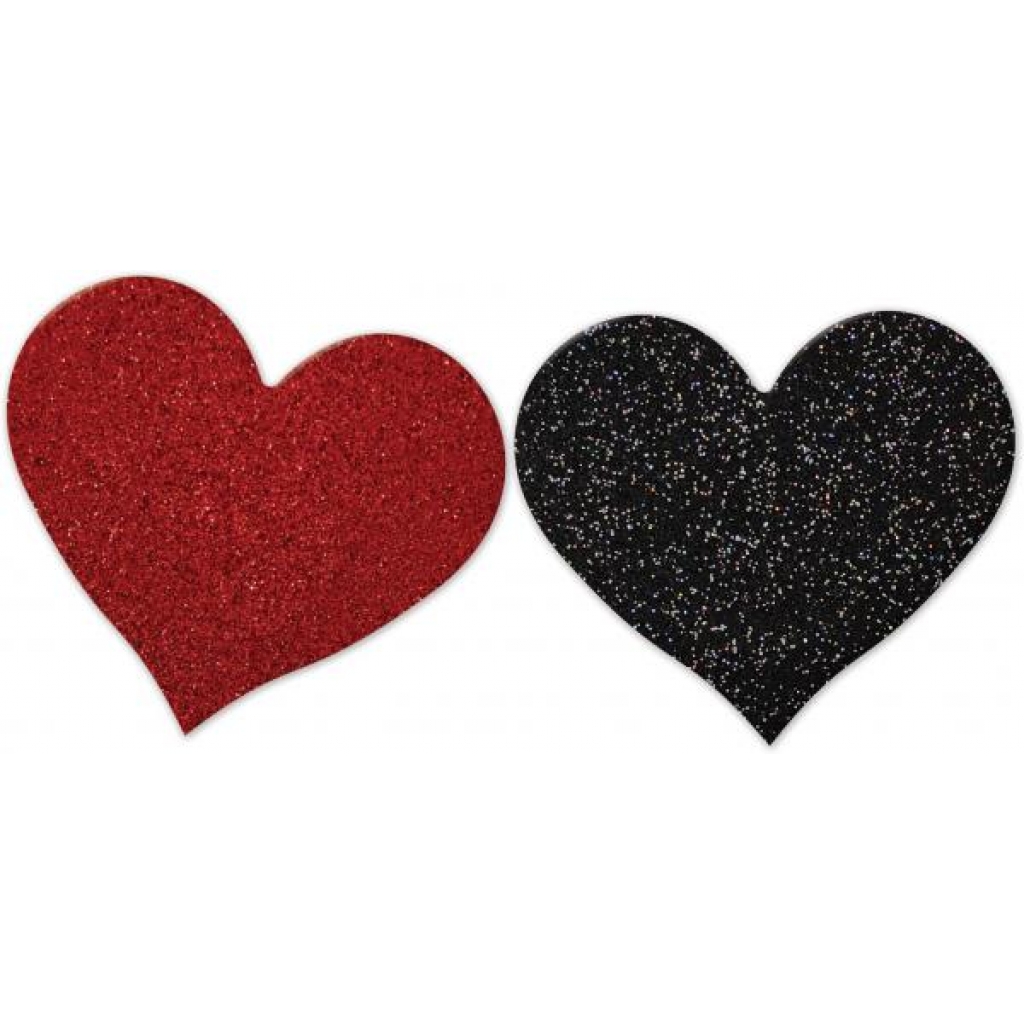 Nipplicious Heart Shaped Glitter Pasties - 2 Pack Red