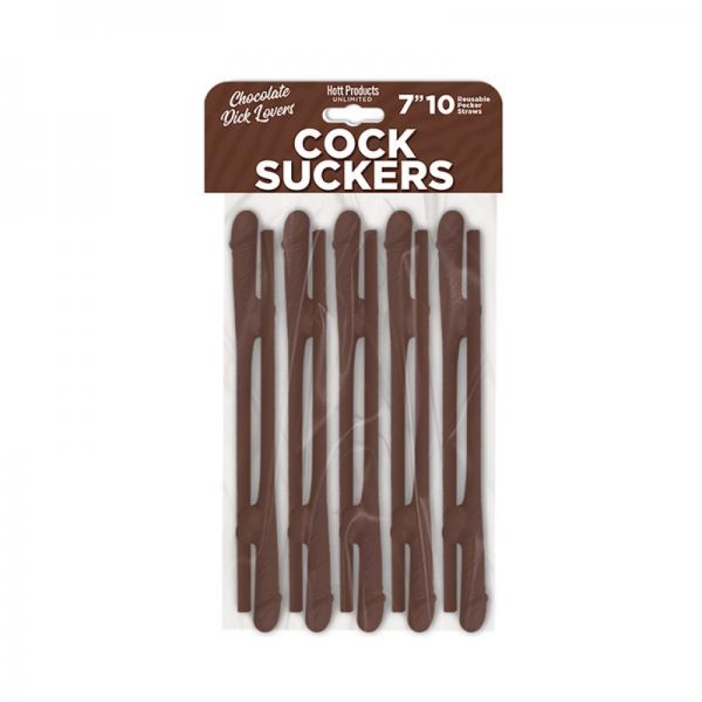 Cock Suckers Pecker Straws Chocolate Lovers 10pk - Fun Party Supplies