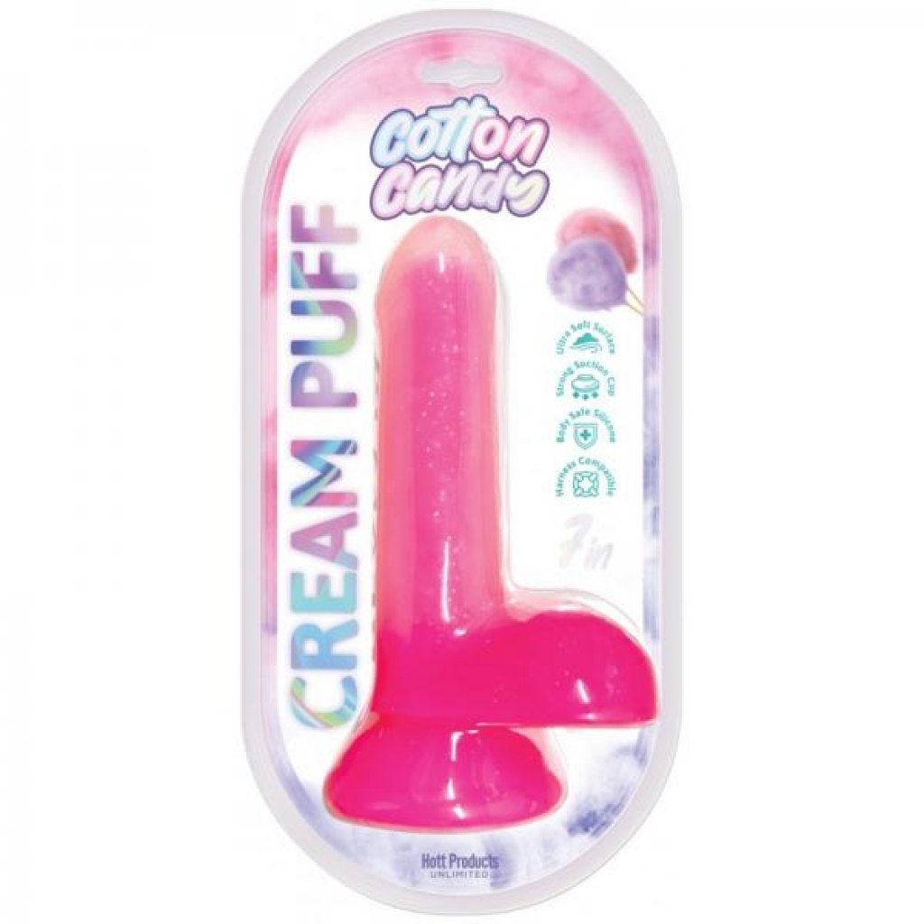 Cotton Candy Cream Puff Silicone Dildo - 6in Pink