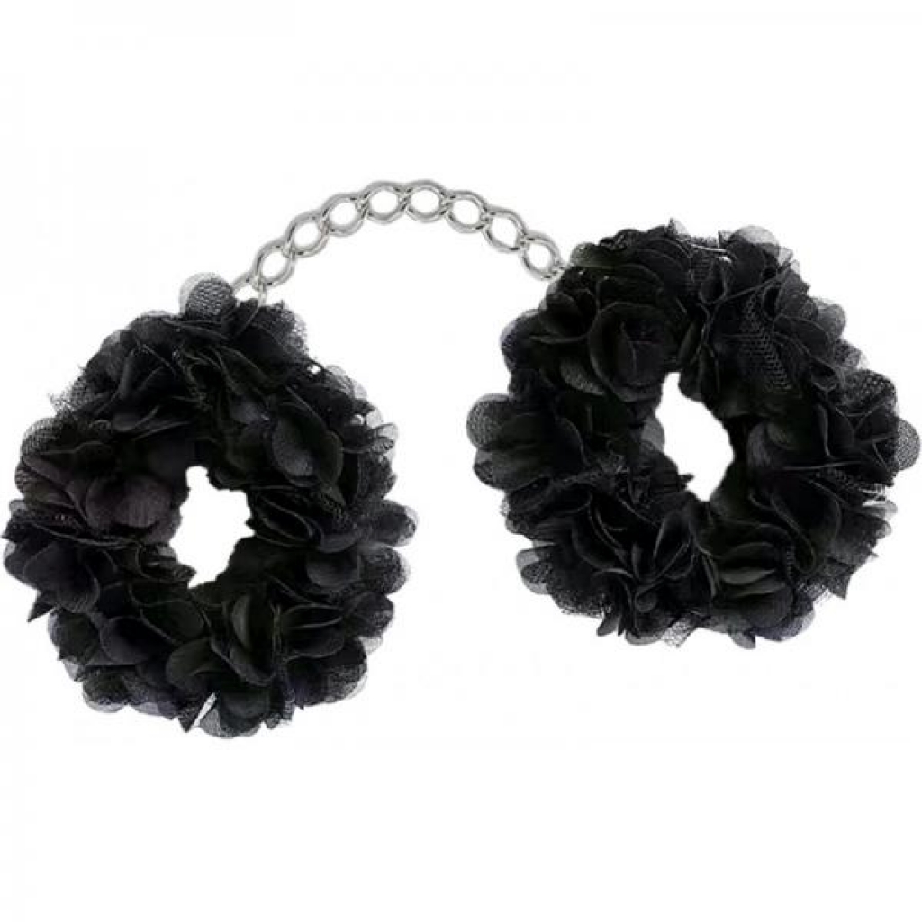 Blossom Luv Cuffs - Black Flower Design