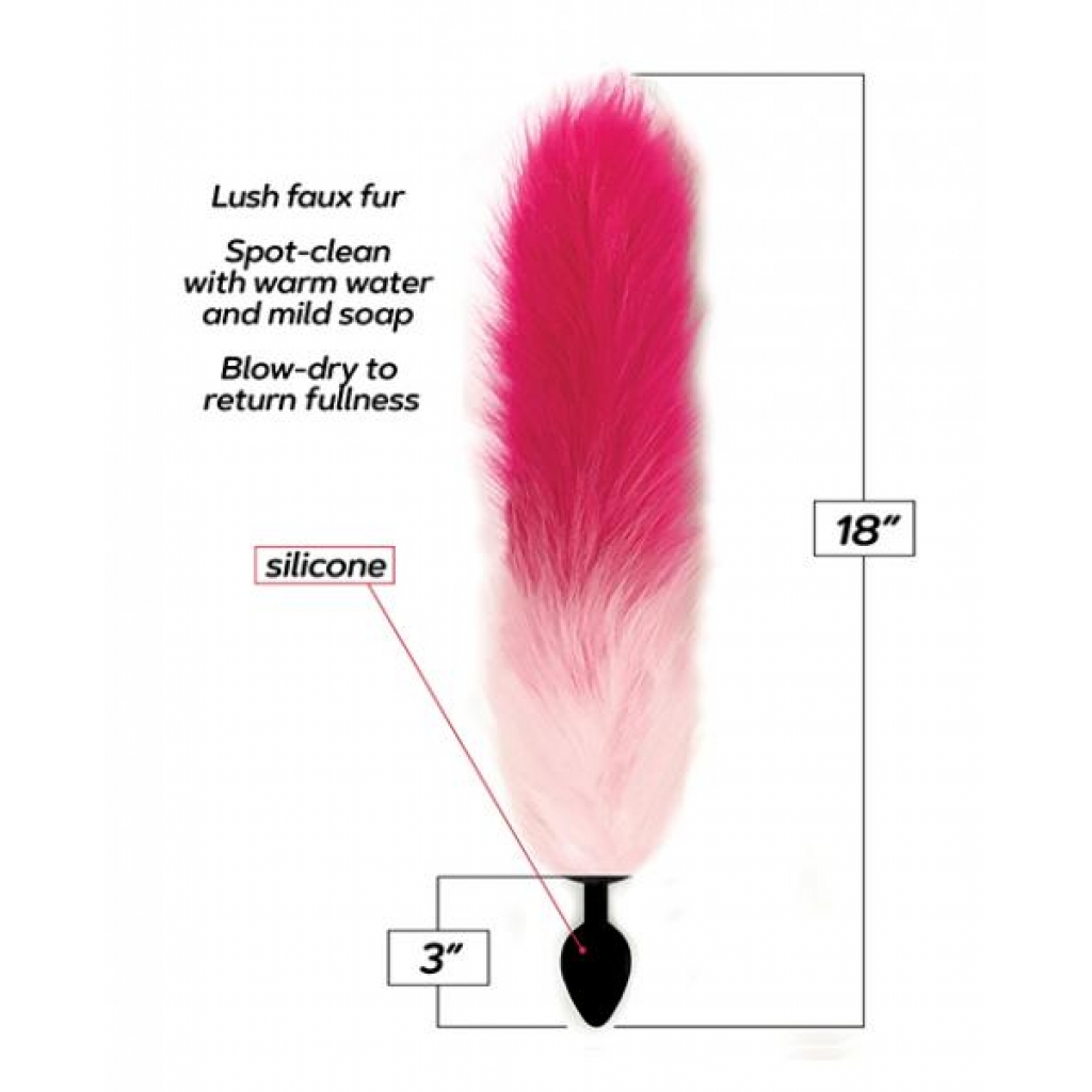 Foxy Tail Silicone Butt Plug - Pink/White