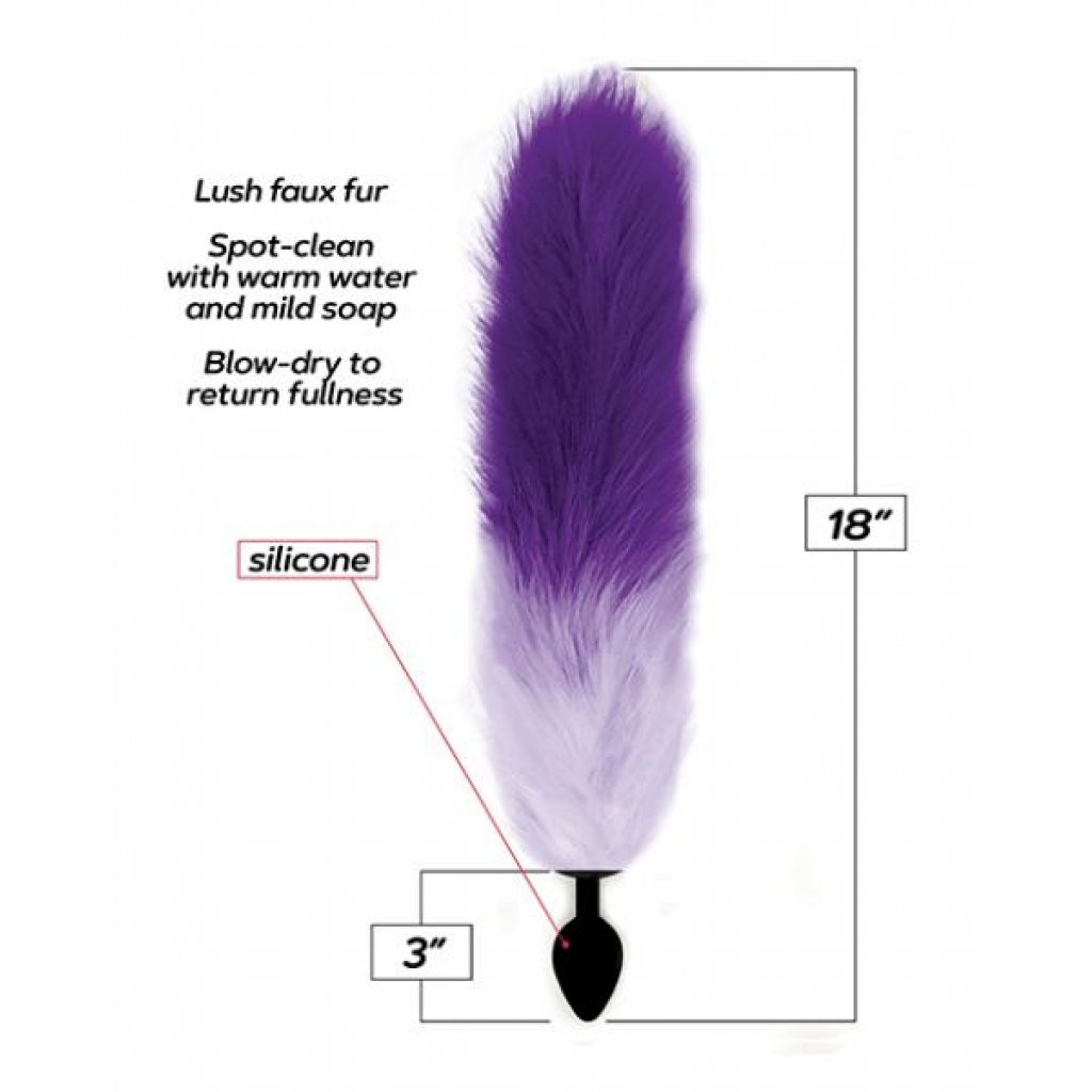 Foxy Tail Silicone Butt Plug - Purple White