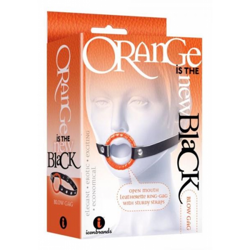 9's Black Blow Gag - Open Mouth - One Size Fits Most