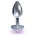 Silver Starter Heart Bejeweled Stainless Steel Plug - Violet Stone Elegance