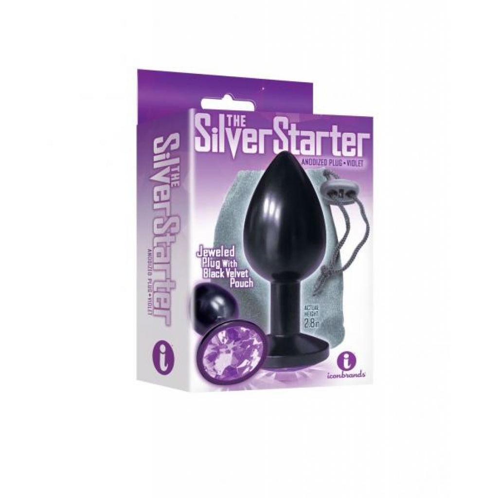 The Starter Anodized Bejeweled Steel Plug - Violet Black