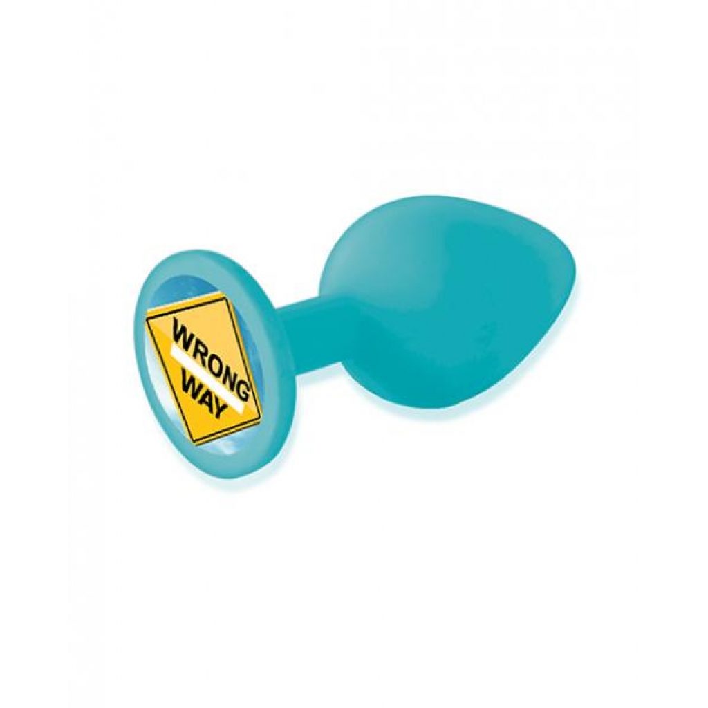 9's Booty Talk Wrong Way Silicone Butt Plug - Teal